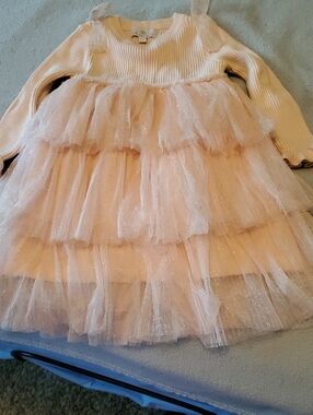 Girls Sparkle Tiered Tulle Dress in Light Pink